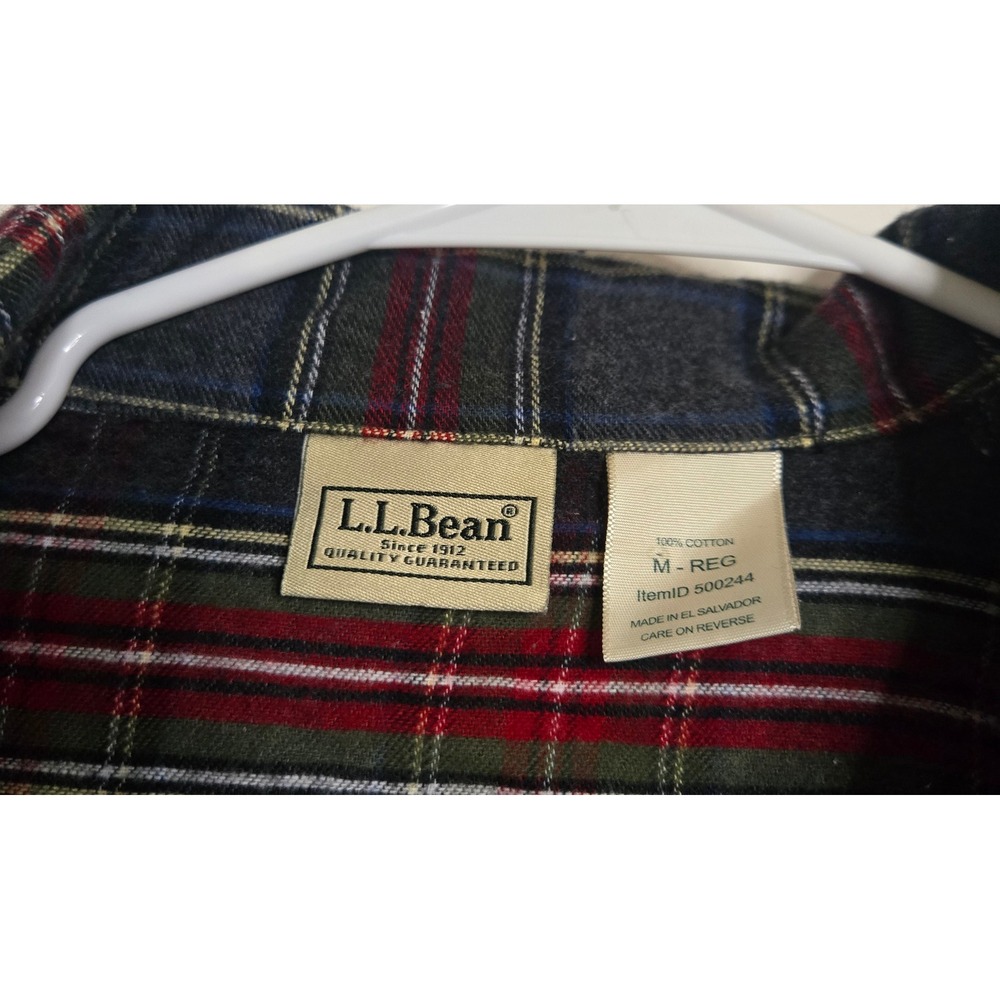 LL Bean Mens Scotch Plaid Flannel Pajama Set Red Navy Green Tartan M Regular - Picture 2 of 5